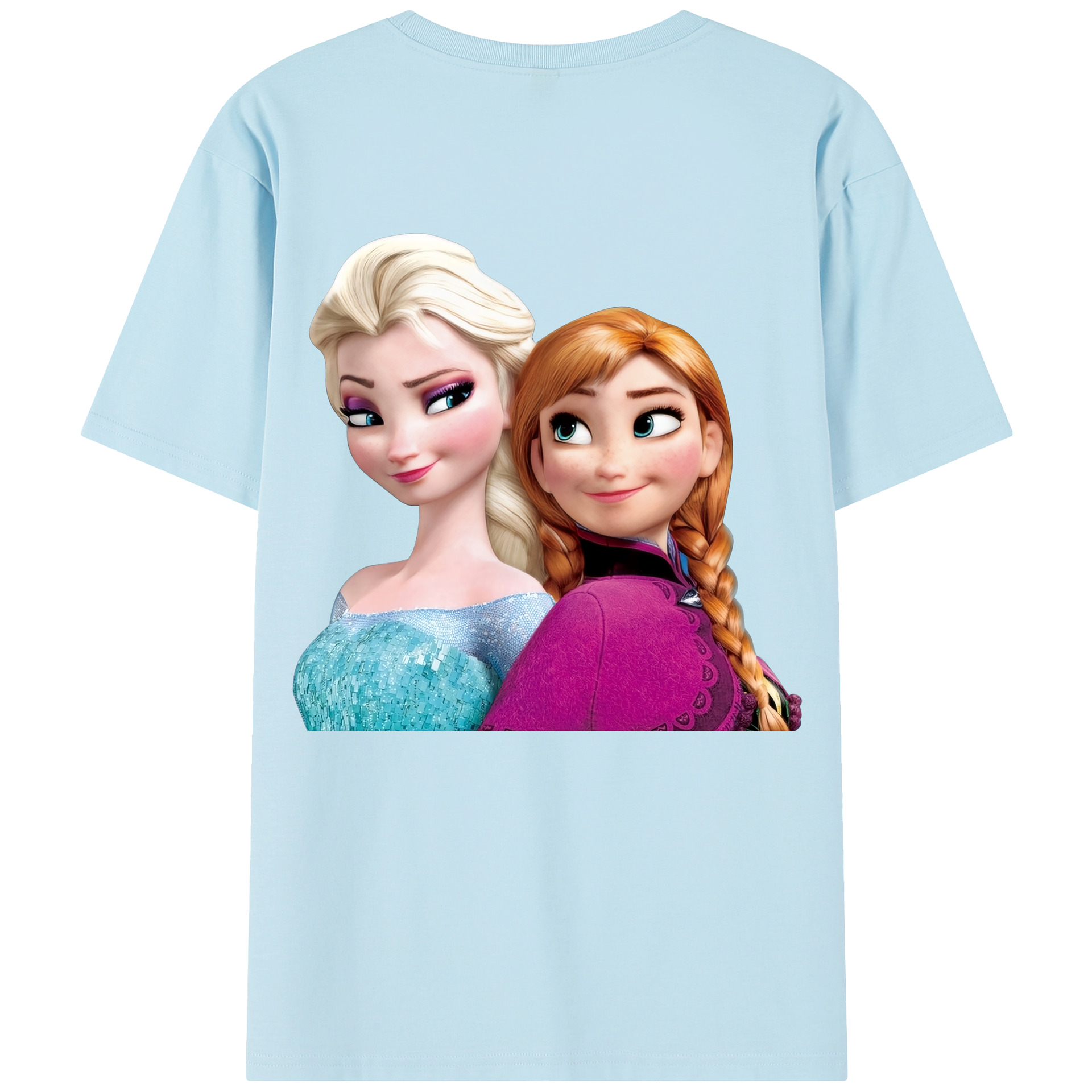 （画像用） アナと雪の女王 アンナ エルサ Frozen Anna Elsa 綿100％半袖Tシャツ（背面プリント）